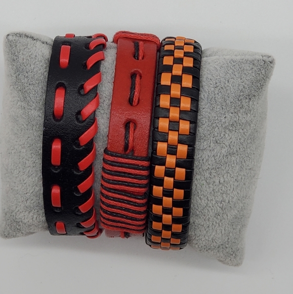 ❤️Unisex Trio of Leather Bracelets - Picture 2 of 4